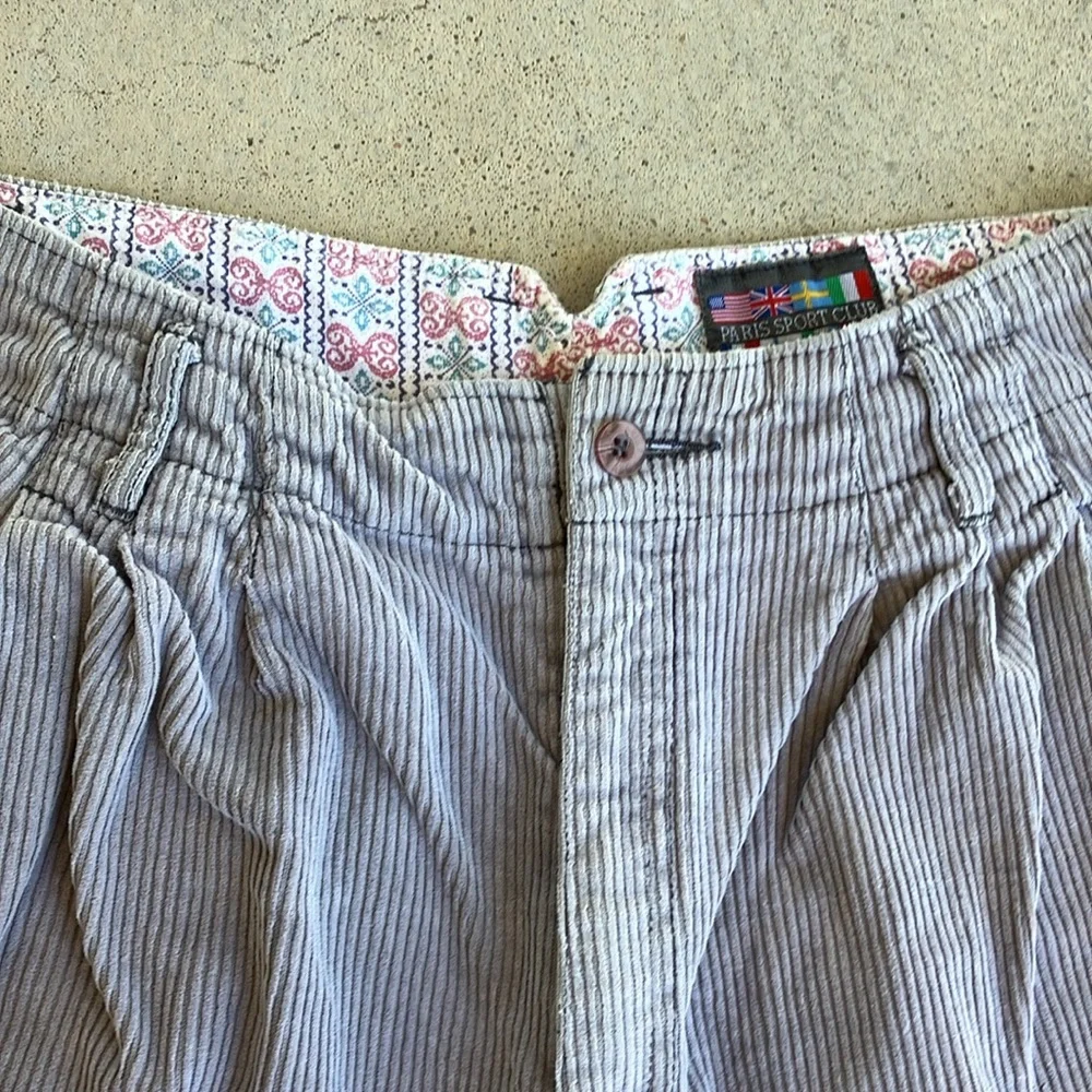 VTG Paris Sports Club Gray Corduroy High Rise Pants, 8